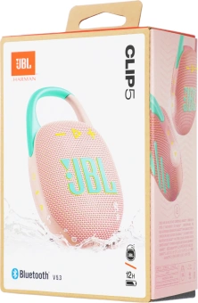 Колонка порт. JBL Clip 5 розовый 7W Mono BT 10м 1400mAh - купить недорого с доставкой в интернет-магазине
