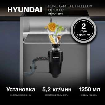 Измельчитель Hyundai HFWD 12560 560Вт черный/черный - купить недорого с доставкой в интернет-магазине