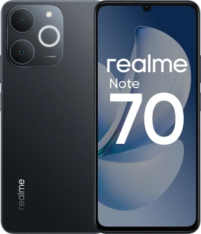 Смартфон Realme RMX5313 Note 70 128Gb 6Gb черный моноблок 3G 4G 6.7" 720x1600 Android 15 13Mpix 802.11 a/b/g/n/ac NFC GPS GSM900/1800 GSM1900 - купить недорого с доставкой в интернет-магазине