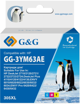 Картридж струйный G&G GG-3YM63AE 305XL многоцветный (11.6мл) для HP DeskJet 2320/2710/2720/2300 - купить недорого с доставкой в интернет-магазине