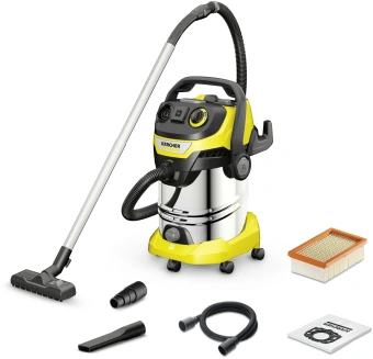 Строительный пылесос Karcher WD 6 P S V-30/8/35/T (YSY) 1300Вт (уборка: сухая/сбор воды) желтый - купить недорого с доставкой в интернет-магазине
