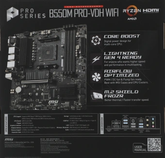 Материнская плата MSI B550M PRO-VDH WIFI Soc-AM4 AMD B550 4xDDR4 mATX AC`97 8ch(7.1) GbLAN RAID+HDMI+DP - купить недорого с доставкой в интернет-магазине