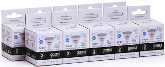 Лампа светодиодная Gauss Elementary MR16 3.5Вт цок.:GU5.3 спот 220B св.свеч.бел.нейт. MR16 (упак.:10шт) (13524) - купить недорого с доставкой в интернет-магазине