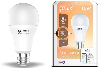 Умная лампа Gauss IoT Smart Home E27 10Вт 1055lm Wi-Fi (упак.:1шт) (1070112) - купить недорого с доставкой в интернет-магазине