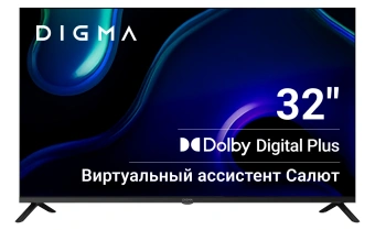 Телевизор LED Digma 32" DM-LED32SBB36 Салют ТВ Frameless Metal черный FULL HD 60Hz DVB-T DVB-T2 DVB-C DVB-S DVB-S2 USB WiFi Smart TV - купить недорого с доставкой в интернет-магазине