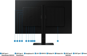 Монитор Samsung 27" ViewFinity S6 S27D604UAIXCI черный IPS LED 5ms 16:9 HDMI матовая HAS Piv 1000:1 350cd 178гр/178гр 2560x1440 100Hz DP 2K USB 6.1кг - купить недорого с доставкой в интернет-магазине