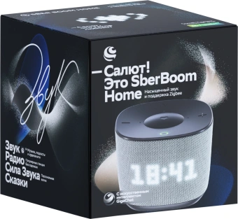 Умная колонка Sber Boom Home SBDV-00171G Салют серый 8W Mono BT/Wi-Fi (без.бат) - купить недорого с доставкой в интернет-магазине