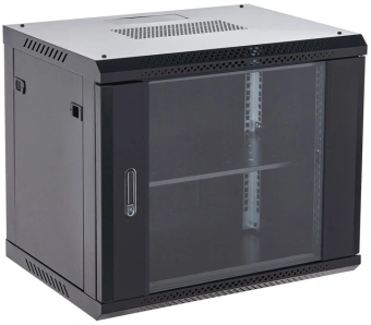 Шкаф коммутационный Rexant (04-0964-112) настенный 9U 600x450мм пер.дв.стекл металл 2 бок.пан. направл.под винты 60кг черный 13.75кг 230град. 501мм IP20 сталь - купить недорого с доставкой в интернет-магазине