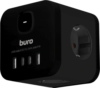 Сетевой разветвитель Buro BU-PW3UC-B (3 розетки) черный (пакет ПЭ) - купить недорого с доставкой в интернет-магазине