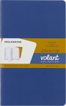 Блокнот Moleskine VOLANT QP721B41M17 Large 130х210мм 96стр. линейка мягкая обложка синий/желтый янтарный (2шт) - купить недорого с доставкой в интернет-магазине