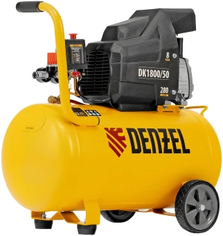 Компрессор поршневой Denzel DK1800/50,Х-PRO масляный 280л/мин 50л 1800Вт желтый/черный - купить недорого с доставкой в интернет-магазине