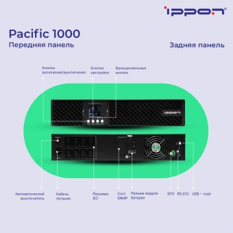 Источник бесперебойного питания Ippon Pacific 1000 900Вт 1000ВА черный - купить недорого с доставкой в интернет-магазине