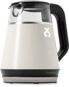 Чайник электрический Hyundai HYK-G3013 1.0л. 1100Вт белый/черный корпус: стекло - купить недорого с доставкой в интернет-магазине