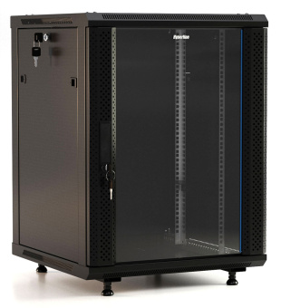 Шкаф коммутационный Hyperline (TWB-FC-1566-GP-RAL9004) настенный 15U 600x600мм пер.дв.стекл 60кг черный 787мм IP20 сталь - купить недорого с доставкой в интернет-магазине