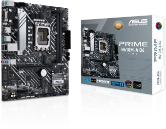 Материнская плата Asus PRIME H610M-A D4-CSM Soc-1700 Intel H610 2xDDR4 mATX AC`97 8ch(7.1) GbLAN+VGA+HDMI+DP - купить недорого с доставкой в интернет-магазине