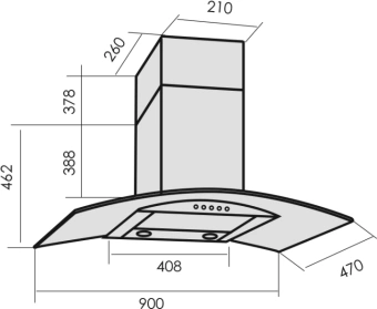 Вытяжка каминная MBS Ruta 190 Glass Black черный стекло управление: кнопочное (1 мотор) - купить недорого с доставкой в интернет-магазине