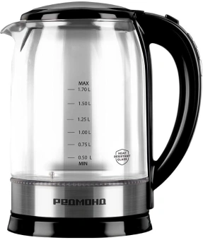 Чайник электрический Редмонд KG257 1.7л. 2200Вт черный корпус: стекло/металл - купить недорого с доставкой в интернет-магазине