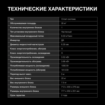 Сплит-система Hyundai HAC-12i/T-PRO белый - купить недорого с доставкой в интернет-магазине