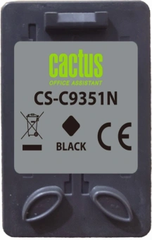 Картридж струйный Cactus CS-C9351CN черный (475стр.) (20мл) для HP D1468/D1520/D1420/D1560/D1530/D1341/D1320/D1312/D1455/D2330/D2430/D1430/D2460/D2445/D1360/D1460/D1415/D1568/D2345/D1445/D2320/D1330;OfficeJet J3635/J3625/J3608/ J3640/4315xi, FAX 125 - купить недорого с доставкой в интернет-магазине
