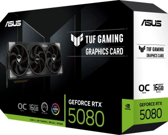 Видеокарта Asus PCI-E TUF-RTX5080-O16G-GAMING NVIDIA GeForce RTX 5080 16Gb 256bit GDDR7 2640/23000 HDMIx2 DPx3 HDCP Ret - купить недорого с доставкой в интернет-магазине