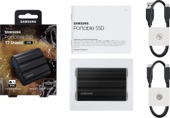 Накопитель SSD Samsung Original USB-C 4TB MU-PE4T0S/WW Shield T7 1.8" черный - купить недорого с доставкой в интернет-магазине
