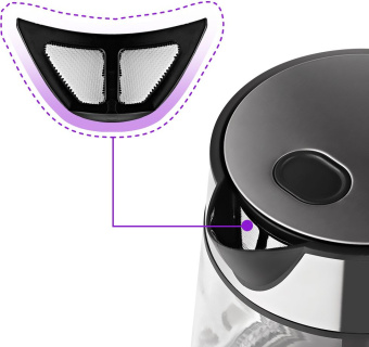 Чайник электрический Kitfort KT-6118 1.7л. 2200Вт прозрачный/серебристый корпус: стекло (КТ-6118) - купить недорого с доставкой в интернет-магазине