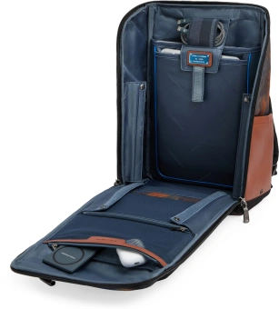 Рюкзак мужской Piquadro Oberon CA7278W150/CAMOCU коричневый/оранжевый нейлон/натур.кожа - купить недорого с доставкой в интернет-магазине