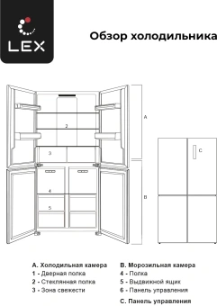 Холодильник Lex LCD505GIGID 3-хкамерн. золотистый инвертер - купить недорого с доставкой в интернет-магазине