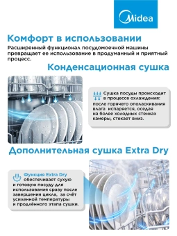 Посудомоечная машина Midea MFD45S460SI серебристый (узкая) инвертор - купить недорого с доставкой в интернет-магазине