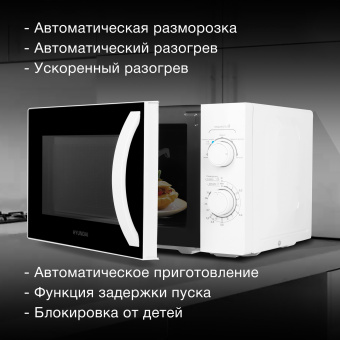 Микроволновая Печь Hyundai HYM-M2067 20л. 700Вт белый - купить недорого с доставкой в интернет-магазине