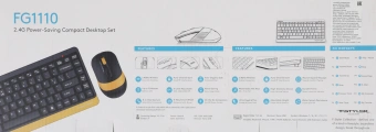 Клавиатура + мышь A4Tech Fstyler FG1110 клав:черный/желтый мышь:черный/желтый USB беспроводная Multimedia (FG1110 BUMBLEBEE) - купить недорого с доставкой в интернет-магазине