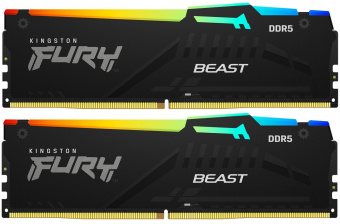 Память DDR5 2x32GB 5600MHz Kingston KF556C36BBEAK2-64 Fury Beast RGB RTL Gaming PC5-44800 CL36 DIMM 288-pin 1.25В single rank с радиатором Ret - купить недорого с доставкой в интернет-магазине