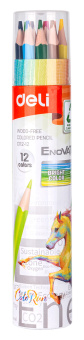 Карандаши цв. Deli EC112-12 Enovation трехгран. пластик 12цв. карт.тубус (12шт) - купить недорого с доставкой в интернет-магазине