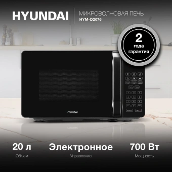 Микроволновая Печь Hyundai HYM-D2076 20л. 700Вт черный - купить недорого с доставкой в интернет-магазине