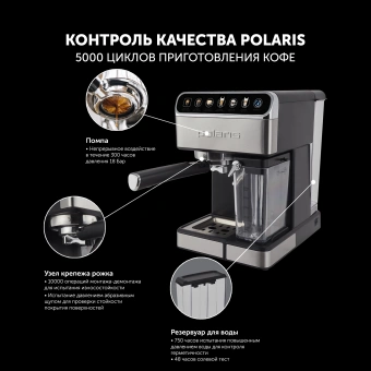 Кофеварка эспрессо Polaris PCM 1540 1400Вт нержавеющая сталь - купить недорого с доставкой в интернет-магазине