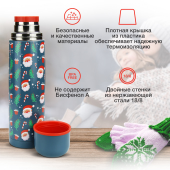 Термос Starwind New Year 12-1000 1л. зеленый/рисунок - купить недорого с доставкой в интернет-магазине