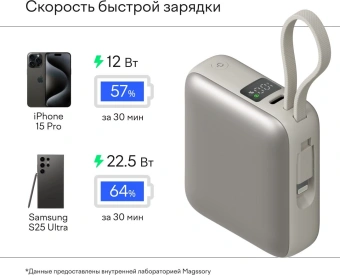 Мобильный аккумулятор Magssory PBN005 10000mAh 22.5W 3A USB-C титановый - купить недорого с доставкой в интернет-магазине