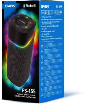 Колонка порт. Sven PS-155 черный 10W 1.0 BT 1800mAh (SV-022334) - купить недорого с доставкой в интернет-магазине