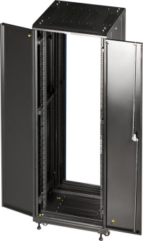 Шкаф коммутационный Lanmaster (TWT-CBB-42U-6X8-P1) напольный 42U 600x800мм пер.дв.перфор. задн.дв.перфор.2-хст. 2 бок.пан. 800кг черный 726мм 92кг 2055мм IP20 металл - купить недорого с доставкой в интернет-магазине