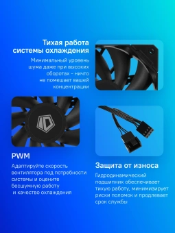 Вентилятор для корпуса ID-Cooling TF-12025-Pro 120х120x25 черный 4-pin 35.2дБ (TF-12025-PRO BLACK) Ret - купить недорого с доставкой в интернет-магазине