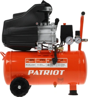 Компрессор поршневой Patriot EURO 24/240 масляный 240л/мин 24л 1500Вт оранжевый - купить недорого с доставкой в интернет-магазине