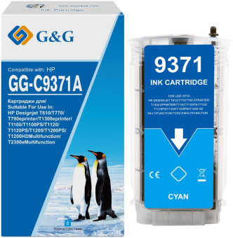 Картридж струйный G&G GG-C9371A голубой (130мл) для HP HP Designjet T610, T770, T790eprinter, T1300eprinter, T1100, T1100PS, T1120, T1120PS, T1200, T1200PS, T1200HDMultifunction, T2300eMultifunction - купить недорого с доставкой в интернет-магазине