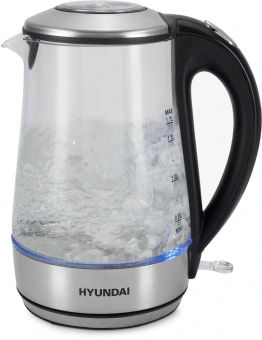 Чайник электрический Hyundai HYK-G8406 1.7л. 2200Вт прозрачный/черный корпус: стекло - купить недорого с доставкой в интернет-магазине