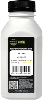 Тонер Cactus CS-THPCWHUY-100 желтый флакон 100гр. для принтера HP Color W2070/1/2/3 - купить недорого с доставкой в интернет-магазине