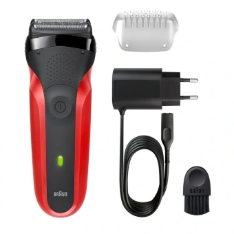 Бритва сетчатая Braun 300s r реж.эл.:3 питан.:элек.сеть/аккум. красный/черный - купить недорого с доставкой в интернет-магазине
