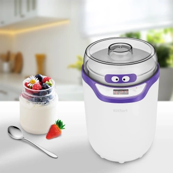Йогуртница Kitfort КТ-2077-1 25Вт упр.:электрон. фиолетовый/белый - купить недорого с доставкой в интернет-магазине
