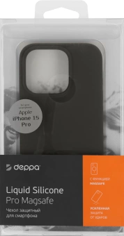 Чехол (клип-кейс) Deppa для Apple iPhone 15 Pro Liquid Silicone with MagSafe серый - купить недорого с доставкой в интернет-магазине