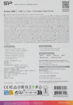 Жесткий диск Silicon Power USB3.0 1TB SP010TBPHDA80S3K A80 Armor 2.5" черный - купить недорого с доставкой в интернет-магазине