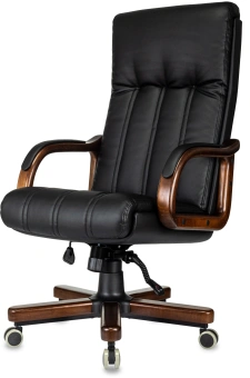 Кресло руководителя Бюрократ T-9932Walnut черный экокожа крестов. металл/дерево - купить недорого с доставкой в интернет-магазине