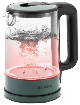 Чайник электрический Hyundai HYK-S4805 1.7л. 2200Вт темно-зеленый корпус: стекло/пластик - купить недорого с доставкой в интернет-магазине